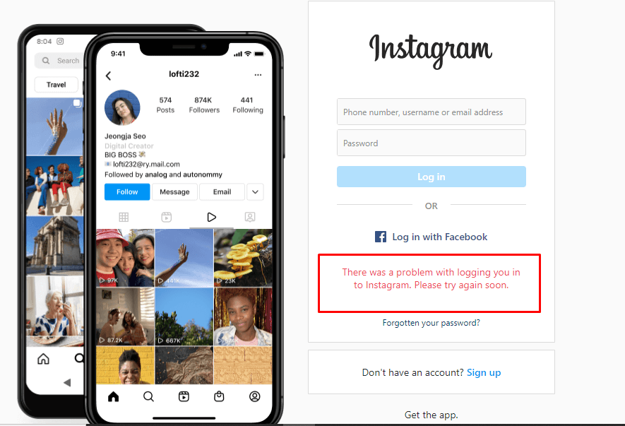 Can't login to Instagram  - please try again later