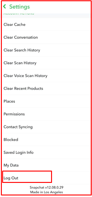 Fix Snapchat Notifications not Working - log out and login again