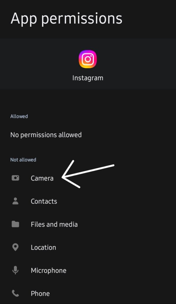 Fix Instagram Live not Working, Showing Up or Loading - Enable Instagram's access to the camera