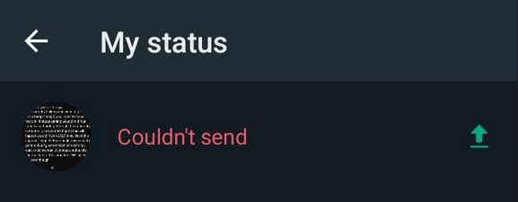 WhatsApp Status not uploading couldn't send
