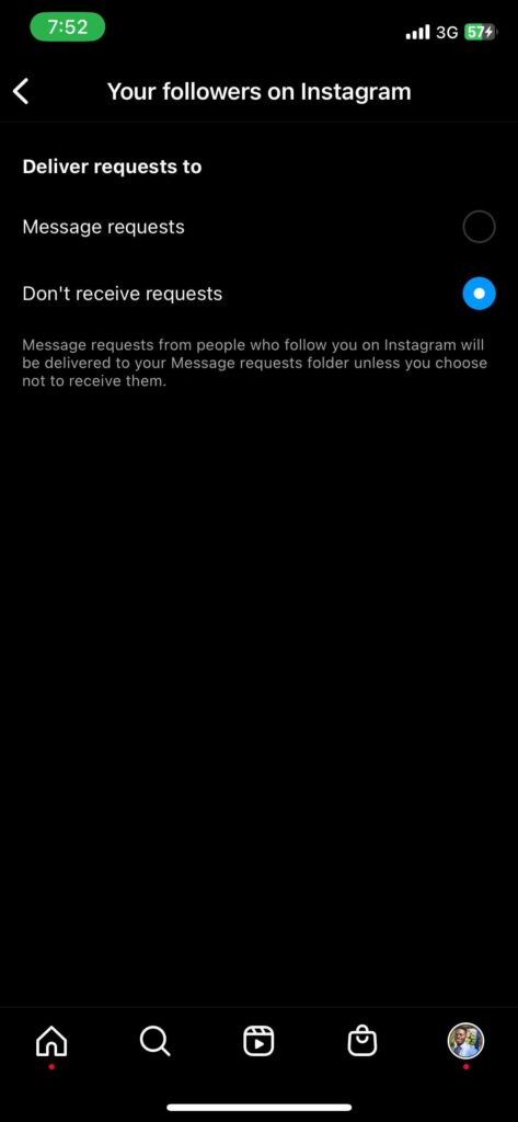 How Do I Not Allow New Message Requests on Instagram? - tap on "don't receive requests"