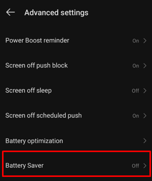 Fix Snapchat Notifications not Working - Disable battery saver mode