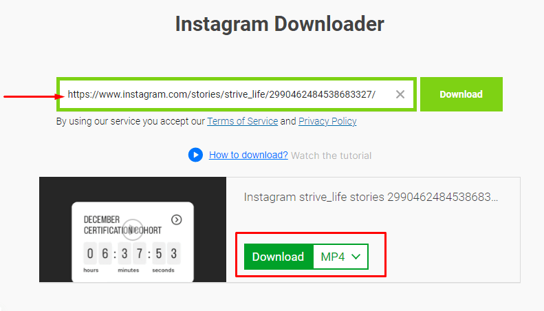 How to save Instagram stories with music to gallery online - use Savefrom.net