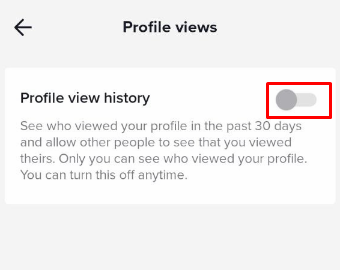Turn on Profile View History on TikTok