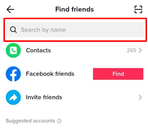 find someone on TikTok by username - use the find friends feature