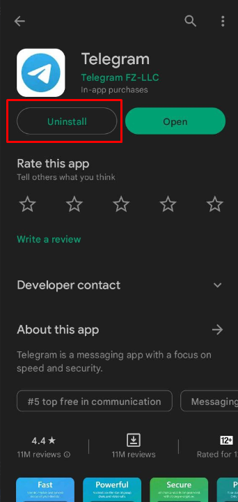 how to get notifications from telegram - Uninstall Telegram