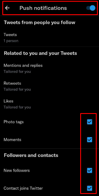 Twitter Shows Message Notifications but no message - enable push notifications