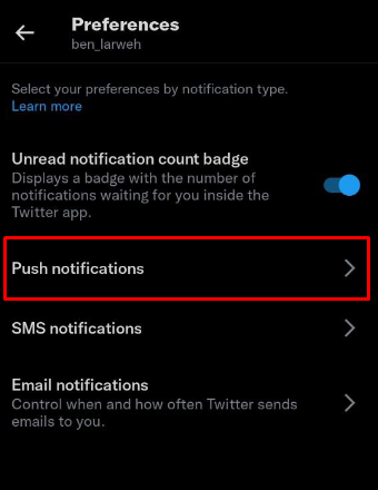Twitter Shows Message Notifications but no message