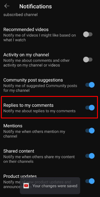 Turn on Comment replies on YouTube